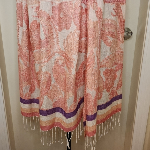 Vintage Pink Pashmina Wrap Scarf - Picture 5 of 7